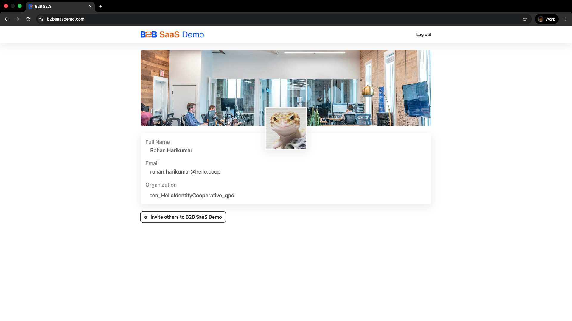 b2bsaas demo app dashboard page