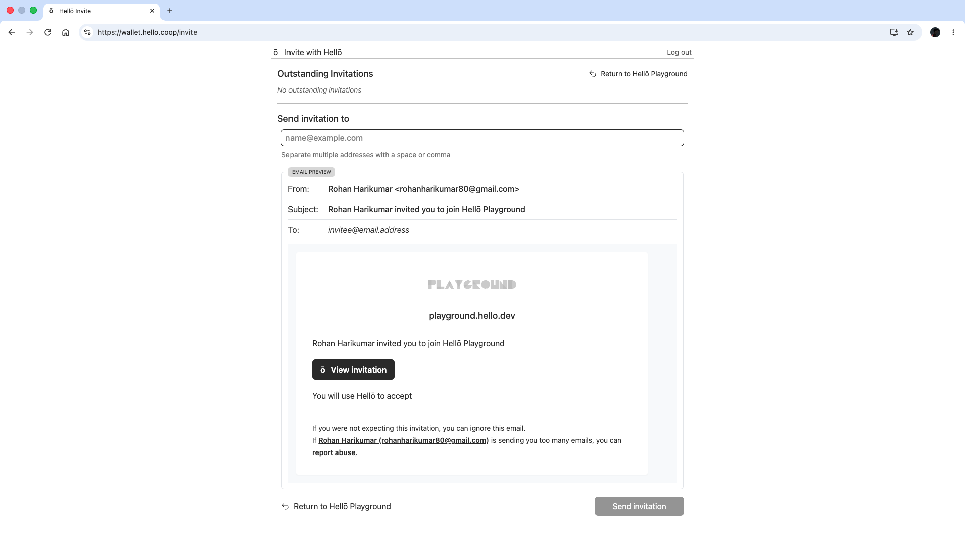invite page